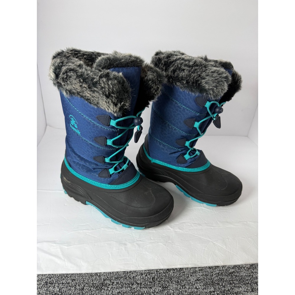 Kamik Kids Navy Blue Teal Waterproof Faux Fur Winter Snow Boots Size 6